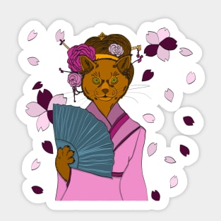 Cat Geisha Sticker